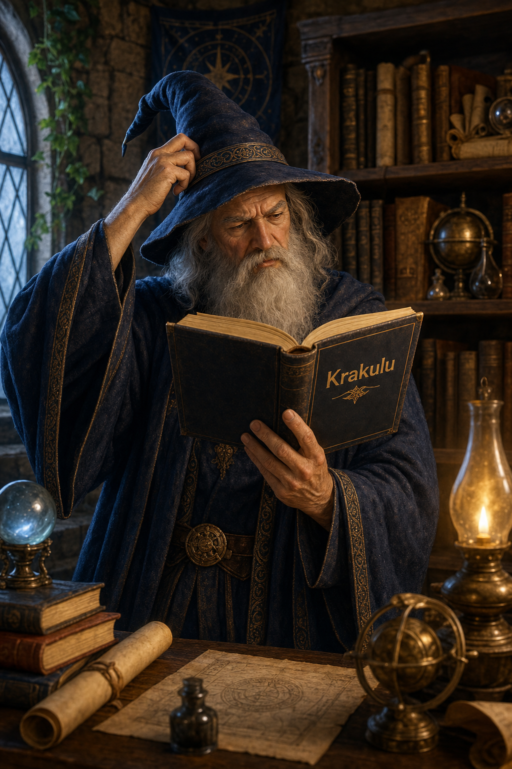 Wizard Reading Book With Krakulu Logo Wizard Reading Book With Krakulu Logo